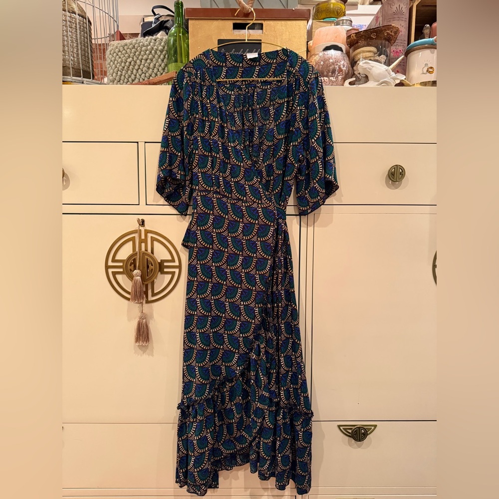 Silk & Salt Journey Maxi Wrap Dress in African Peacock - Picture 2 of 5